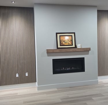 Ceiling mounted recessed LED gimbals oriented towards accent walls