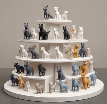 a cake with a lot of different types of cats and dogs