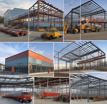 Modern skyscraper behind curved architectural elements