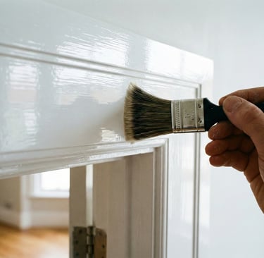 a person painting a door with a brush