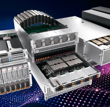 Collection of enterprise GPU servers and rackmount hardware for AI and data centers.
