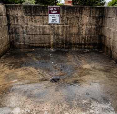dirty/greasy dumpster enclosure area