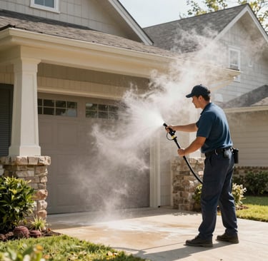 pressure washing a house