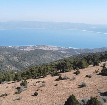 The view of Lake Salda from a nearby hill