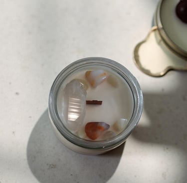 crystal wooden wick candle 