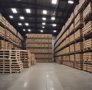 A delivery truck loaded with various pallets ready for transport.