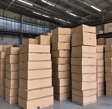 Workers inspecting and sorting pallets in a storage area.