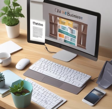 the word online spelled with scrabble letters on a wooden table
