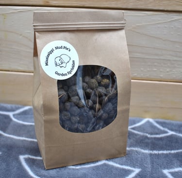 Mississippi Mud Pie’s Garden Sprinkles aged rabbit manure fertilizer bag from Hot Cross Buns Homeste