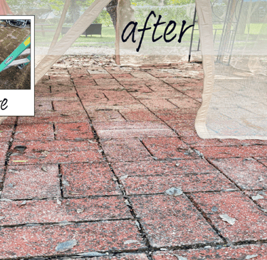 brick patio that was freshly power washed and looking very clean