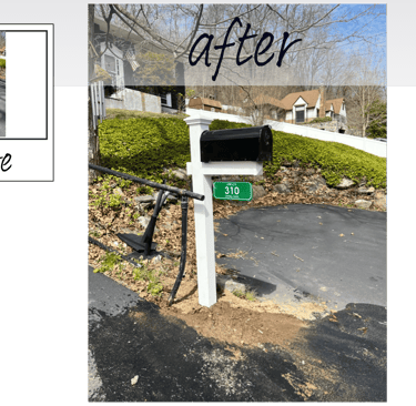 newly installed mailbox at end of driveway