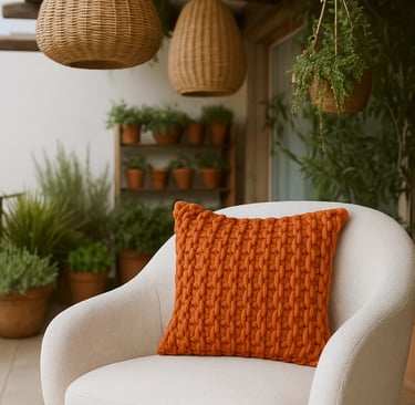 Capa Almofada Trançada Rústica Boho Decorativa Cru Areia Chocolate