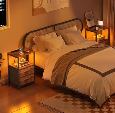 Criado mudo com portas USB 110V Mesa de cabeceira com estação de carregamento