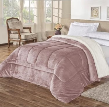 Edredom Sherpa Cobertor Manta Coberdrom - Queen Size - Dupla Face Pele de Carneiro