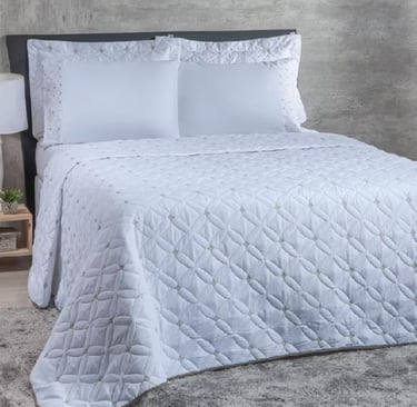 Kit Cobre Leito Casal Queen Super King 06 Peças Bordado Ideale