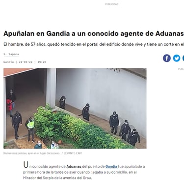 noticia la policia busca el arma de la agresion contra Andrés Román empresario aduanas Gandía
