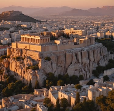 A stunning view of the Acropolis in Athens, Greece.