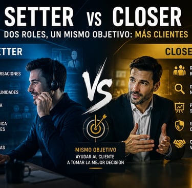 Diferencia entre setter y closer dentro de un sistema comercial moderno - Academia de Closers