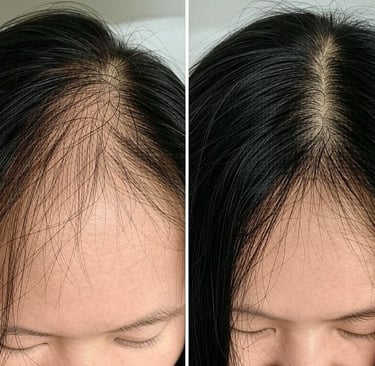 Before and after hair regrowth tattooing treatment