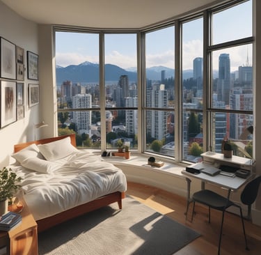 A cozy bedroom with a comfortable bed and desk.