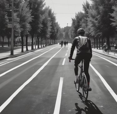 a cyclist on dedicated bike path