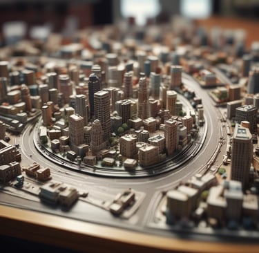 a miniature model of a city road network