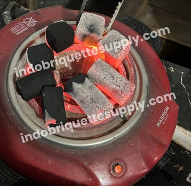 coconut charcoal briquette shisha stove burn test