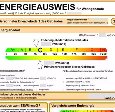 Ein Beispielbild von einem Energieausweis von AurImmo