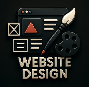 Computer screen with UI layout and paintbrush icon symbolizing creative website design and customiza