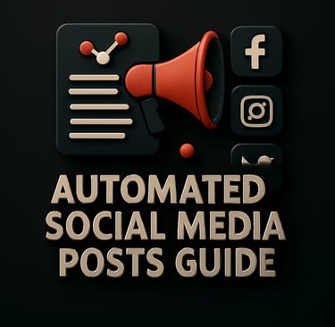 Document with graph, red megaphone, and icons for Facebook, Instagram, and Twitter above the text ‘A