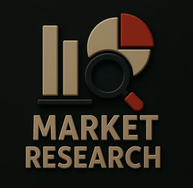 Bar chart, pie chart, and magnifying glass symbolizing data-driven market research and analysis serv