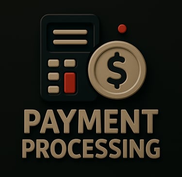 Illustration of a payment terminal and coin symbol representing secure digital payment processing se