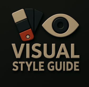 Eye icon and color swatches representing visual style guides for brand consistency in design