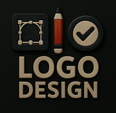 Vector curve tool, pencil, and checkmark representing custom logo design and brand mark creation