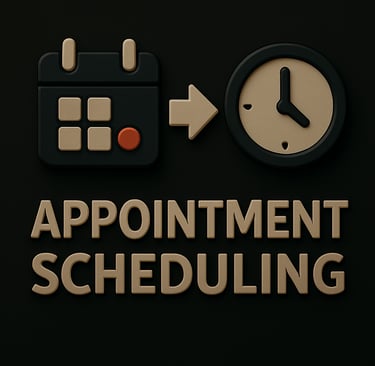 Calendar and clock icon representing online appointment scheduling and calendar integration services