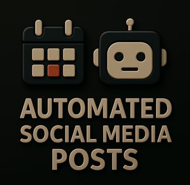 Calendar and robot icon symbolizing automated scheduling of social media posts and content publishin