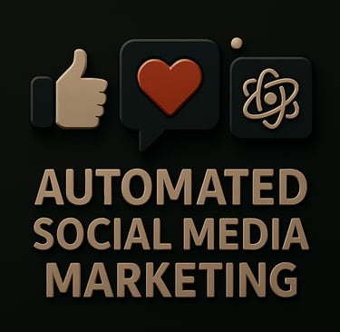 Robot and megaphone icon representing automated social media marketing strategies and content promot