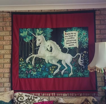 Medieval unicorn wall hanging