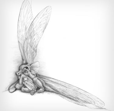 Frightened little bug dragon