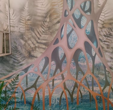 abstract tree wall mural