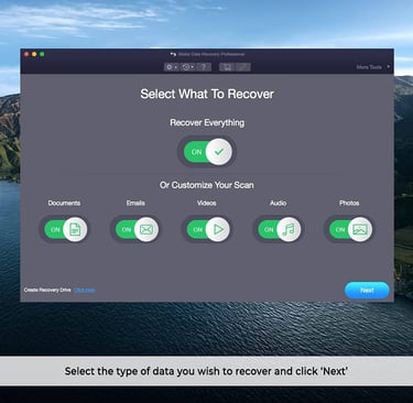 a computer screen showing a selection of the best recovery options