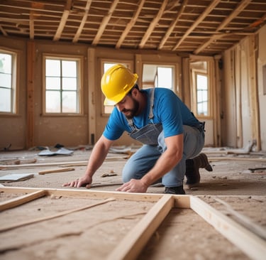 seven construction workers standing on white field