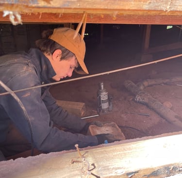 repairing water damage in the crawl space. Fixing the dry rot.