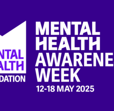 a purple and white logo with the words mental health awareness week