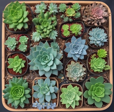 A vibrant garden nursery with an assortment of young pepper plants in plastic pots. Two people in colorful clothing browse the variety of plants. The foreground displays green pepper plants with fresh peppers growing, while the background is filled with potted plants and flowering shrubs.