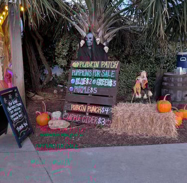 halloween decorations at obx brewing station