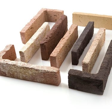 brick ladding or brick tiles of terracotta natural clay