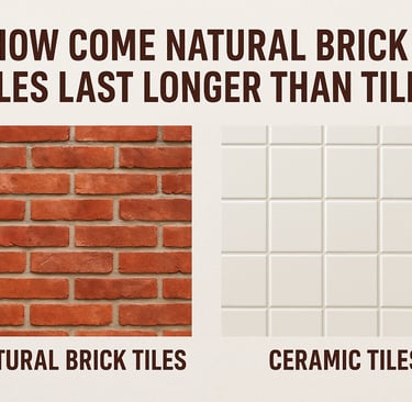 Comparison between natural brick tiles and ceramic tiles highlighting durability—natural brick tiles