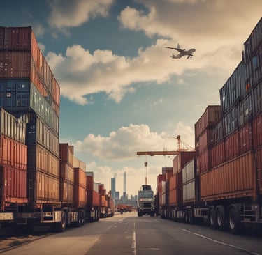 a stack of cargo containers stacked on top of each other