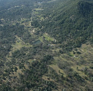 Aerial view of an area in Mariposa County, CA